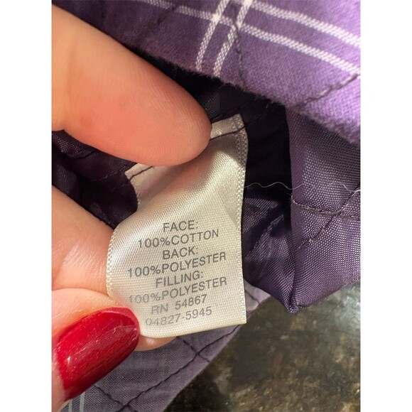 Christopher & Banks Vest Womens XL Purple Plaid Quilted Snap Front Pockets - Picture 8 of 10